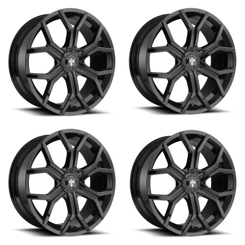 Set 4 DUB S208 Royalty 24x9.5 6x135 6x5.5 Gloss Black Wheels 24" 30mm Rims