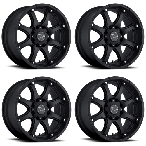 Set 4 Black Rhino Glamis 20x9 8x6.5 Matte Black Wheels 20" -12mm Lifted Rims