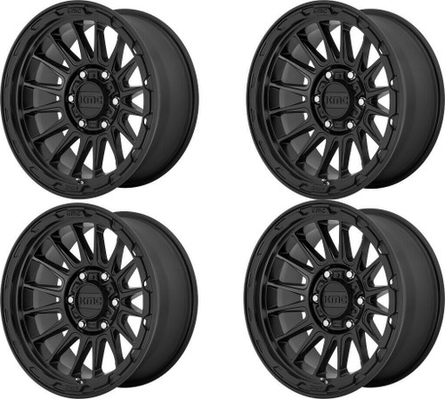 Set 4 17" KMC KM542 Impact 17x8 5x4.25 Satin Black Wheels 38mm 5 Lug Rims