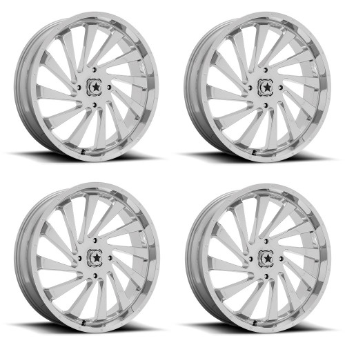 Set 4 MSA Offroad M46 Blade 22x7 4x137 Chrome Wheels 22" 0mm Rims