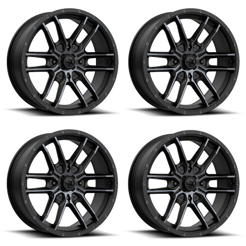 Set 4 MSA Offroad M43 Fangx7 4x137 Black Titanium Tint Wheels" 38mm