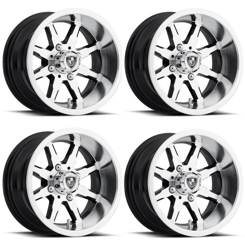 Set 4 Fairway Alloys FA142 Shift 12x6 4x4.0 Machined Black Wheels 12" -30mm