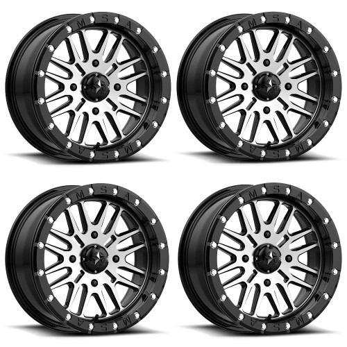 Set 4 MSA Offroad M38 Brute 16x7 4x156 Black Machined Wheels 16" 10mm