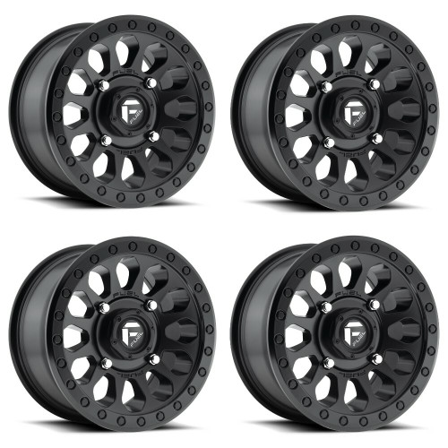 Set 4 Fuel UTV D579 Vector Utv 15x7 4x156 Matte Black Wheels 15" 13mm Rims