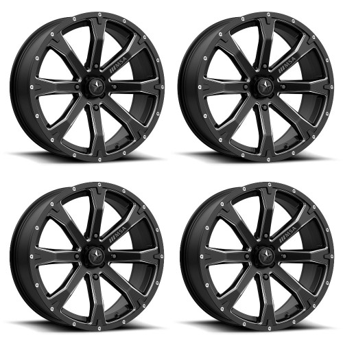 Set 4 MSA Offroad M42 Bounty 15x7 4x110 Black Milled Wheels 15" 10mm Rims