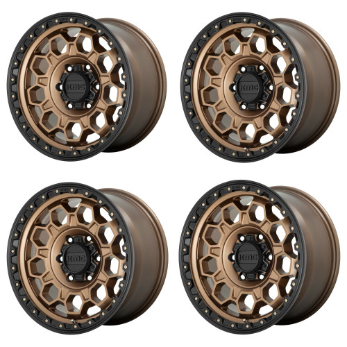 Set 4 KMC KM545 Trek 17x9 5x5 Matte Bronze With Black Lip Wheels 17" 0mm Rims