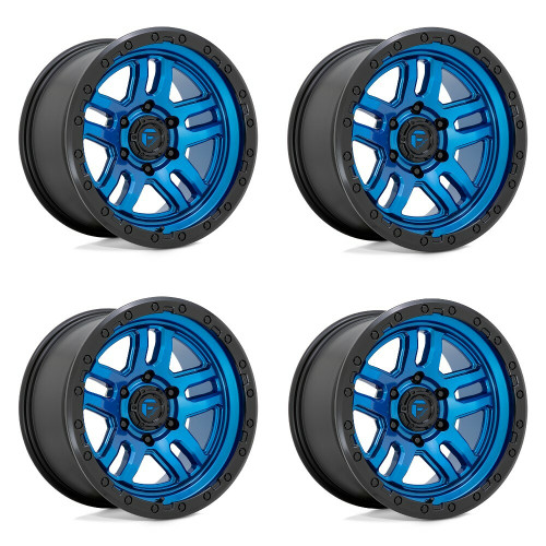 Set 4 17" Fuel D790 Ammo 17x9 5x5 -12mm Blue Black Lip Wheels Offroad Truck Rims