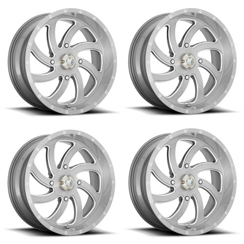 Set 4 18" MSA Offroad M36 Switch 18x7 4x156 0mm Wheels Brushed Titanium Rims
