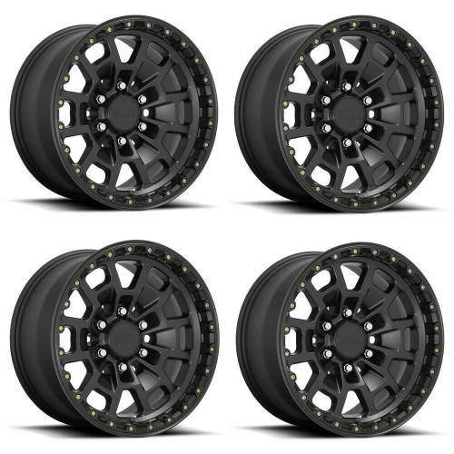 Set 4 KMC KM718 Summit 16x8 6x120 Satin Black Wheels 16" 0mm Rims