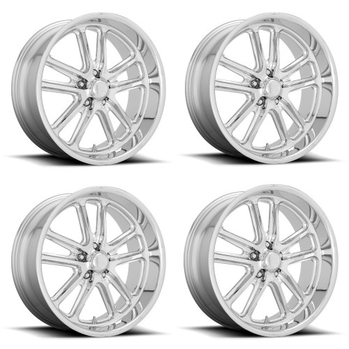 Set 4 US Mag U131 Bullet 24x9 5x4.75 Chrome Wheels 24" 1mm Rims