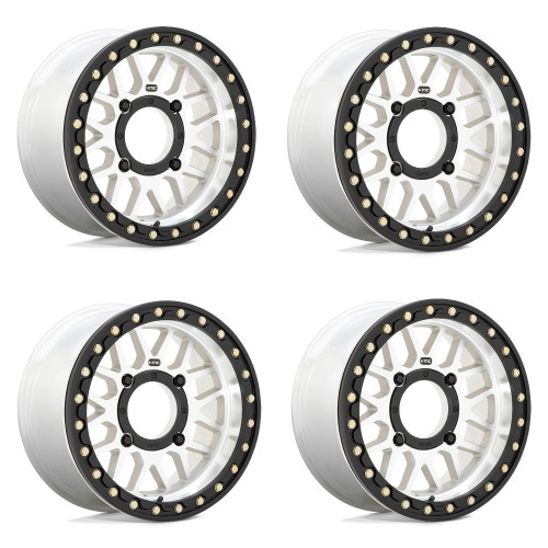 Set 4 KMC Powersports Ks235 Grenade Beadlock 15x10 4x156 Machined Wheels 15" 0mm