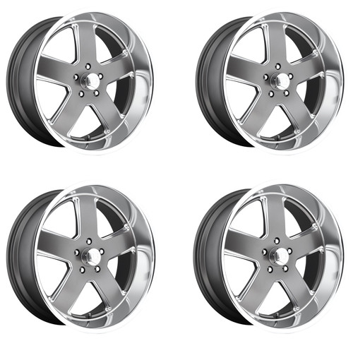 Set 4 US Mag U118 Hustler 20x9.5 5x4.75 Matte Gun Metal Wheels 20" 1mm Rims