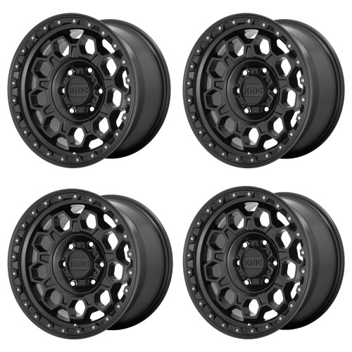 Set 4 KMC KM545 Trek 17x8 5x4.5 Satin Black Wheels 17" 35mm Rims