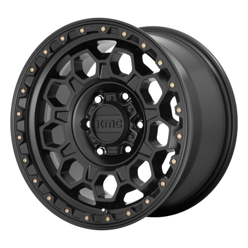Set 4 KMC KM545 Trek 17x8 5x4.5 Satin Black Wheels 17" 35mm Rims