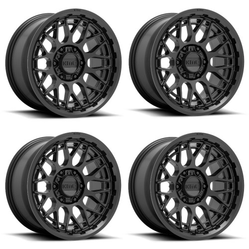 Set 4 KMC KM722 Technic 20x9 6x5.5 Satin Black Wheels 20" 18mm Rims
