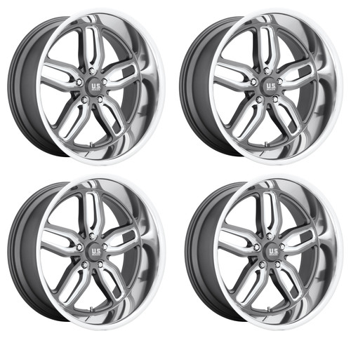 Set 4 US Mag U129 Cten 20x10 5x5 Matte Gunmetal Milled Wheels 20" 1mm Rims