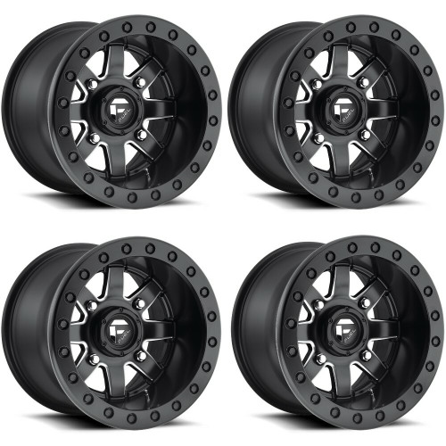 Set 4 Fuel UTV D938 Maverick Beadlock 15x7 4x137 Black Milled Wheels 15" 38mm