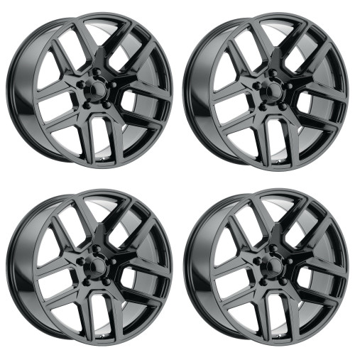 Set 4 Performance Replicas PR192 22x10 5x5.5 Gloss Black Wheels 22" 25mm Rims