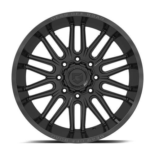22" Gear Off Road 766B 22x10 8x180 Gloss Black w/ Lip Logo Wheel -12mm Truck Rim