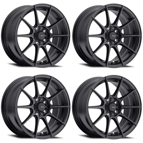 Set 4 15" Advanti Racing 79B Storm S1  15x7 Matte Black Wheels 4x100 Rims +35mm