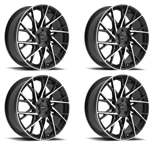 Set 4 17" Motiv 430MB Maestro gloss black machined face accents 17x7.5 Wheels 5x108 5x112 +40mm