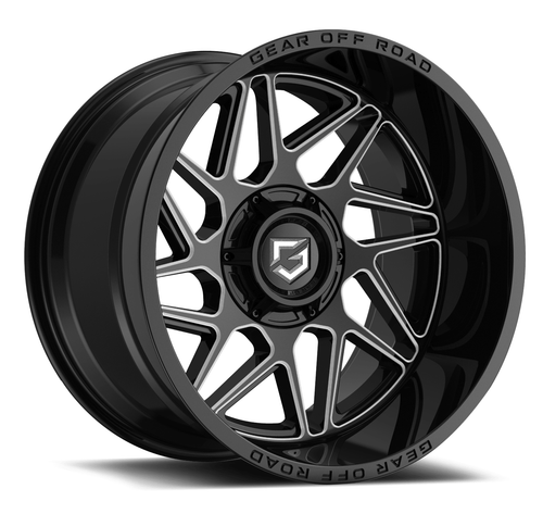 22" Gear Off Road 761BM Ratio 22x10 6x135 6x5.5 Gloss Black Milled Wheel 10mm