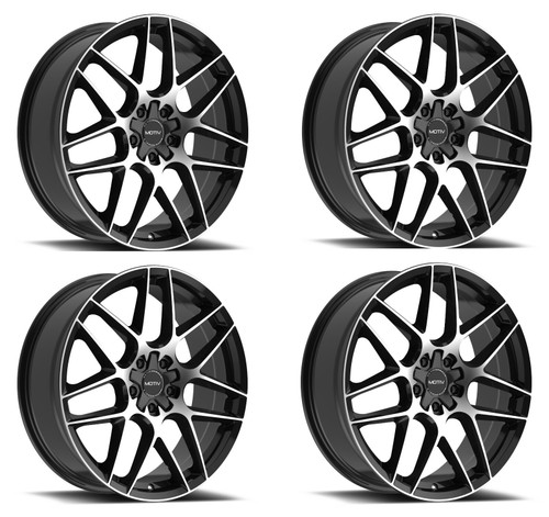 Set 4 18" Motiv 435MB Foil 18X8 5x100/112 Gloss Black Machined Wheels 42mm Rims