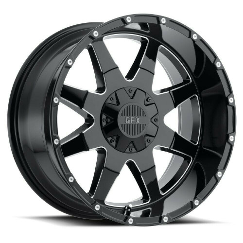 Set 4 20" Voxx G-FX TR-12 Gloss Black Milled Wheels 20x10 8x6.5 -24mm Rims