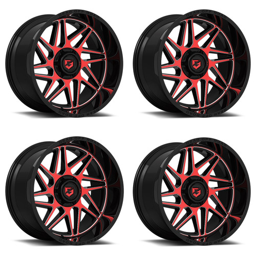 Set 4 20" Gear Off Road 761MBR 20x10 6x135/5.5 Black Machined & Red Tint -19mm