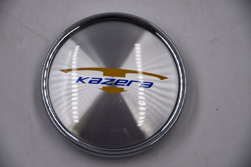 Kazera Chrome/ Machined Yellow Blue logo Wheel Center Cap Hub Cap (Kaz)C-G96 2.625" Snap in