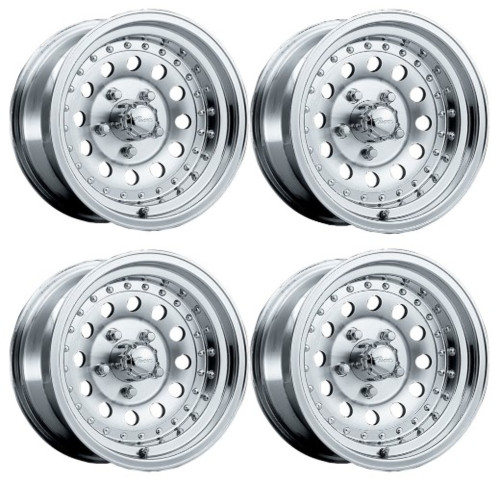 Set 4 15" Pacer 162M Aluminum Mod 15X7 5x4.5 Machined Finish Wheels -7mm Rims