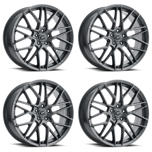 Set 4 20" Platinum 459GN Retribution 20x8.5 5x4.5 Gunmetal w/ Clear-Coat 40mm