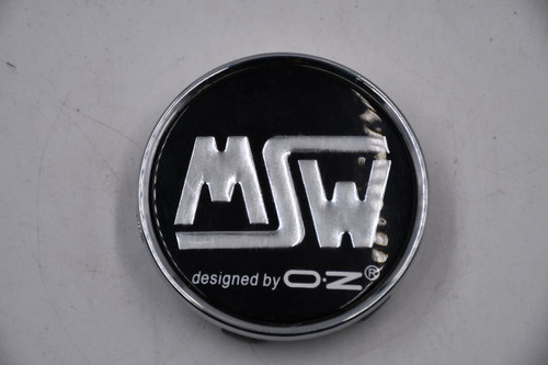 MSW Chrome Edge w/Gloss Black & Chrome Acrylic Inset Wheel Center Cap Hub Cap C-PCF-82 3"