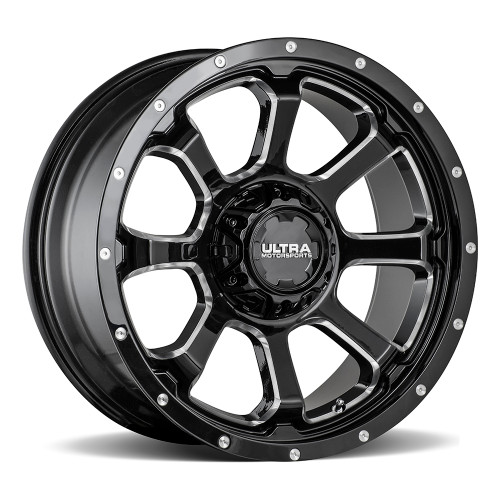 Set 4 18" Ultra 219BM Nemesis 18x9 5x5/5.5 Gloss Black CNC Milled Wheels 12mm