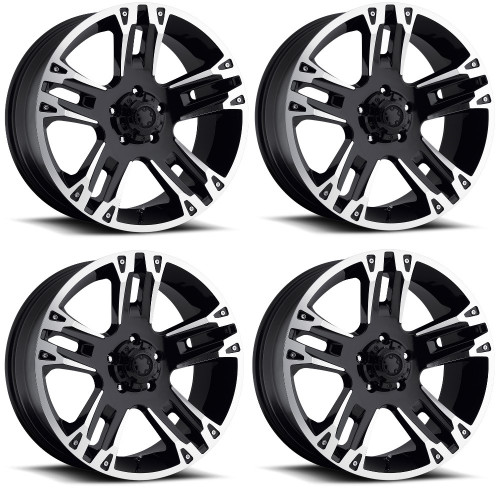 Set 4 20" Ultra 235B Maverick Gloss Black Diamond Cut 20x9 Wheels 5x5.5 18mm Rim