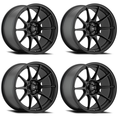 Set 4 18" Konig 57B Dekagram 18x9.5 5x100 Semi-Matte Black Wheels 35mm Rims