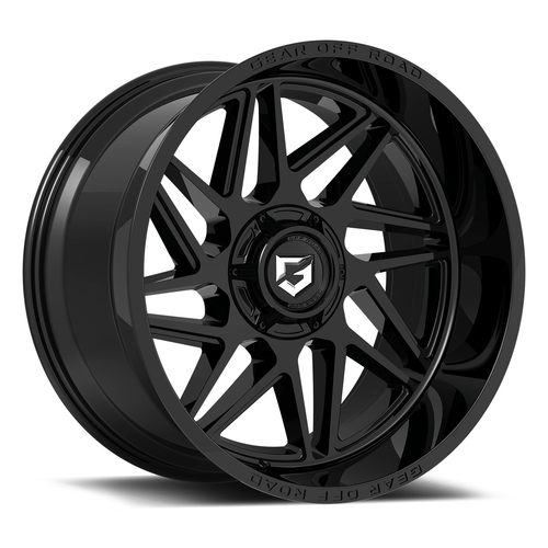 22" Gear Off Road 761B 22x10 6x135 6x5.5 Gloss Black w/ Lip Logo Wheel -19mm Rim