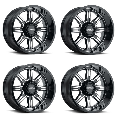 Set 4 20" Ultra 229U Menace Gloss Black Diamond Cut 20x9 Wheels 6x135 6x5.5 18mm