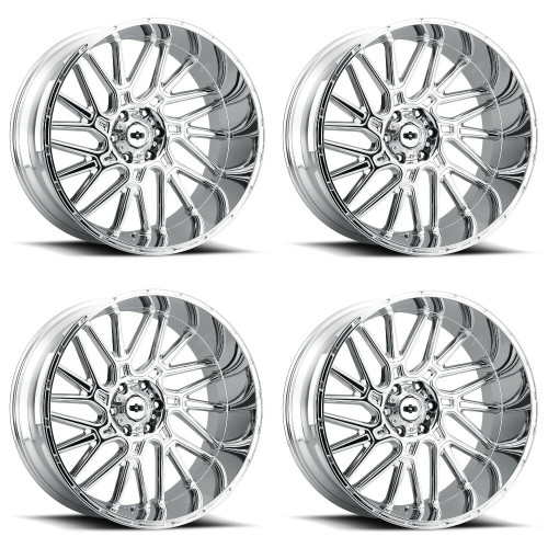 Set 4 22" Vision Off-Road 404 Brawl Chrome Wheels 22x12 6x135 -51mm Lifted