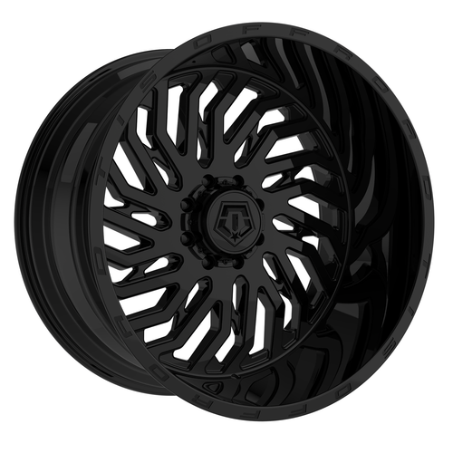 Set 4 22" TIS 561B 22X12 5x135/150 Gloss Black w/Lip Logo Wheels -44mm Rims