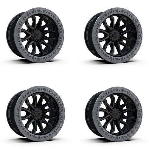 Set 4 20" TIS 556BA 20x10 5x5 -19mm Satin Black Anthracite Ring Lifted Wheels