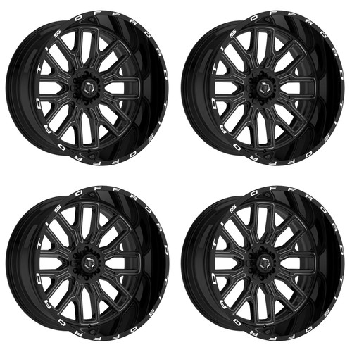 Set 4 26" TIS 560BM 26x14 6x135 6x5.5 -76mm Gloss Black Milled Lifted Wheels