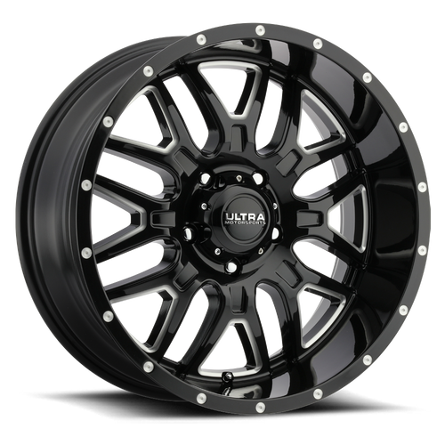 Set 4 20" Ultra 203BM Hunter Gloss Black Milled 20x9 Wheels 5x5.5 18mm Rims
