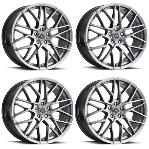 Set 4 17" Platinum 459G Retribution Bright Graphite 17x8 Wheels 5x120 35mm Rims