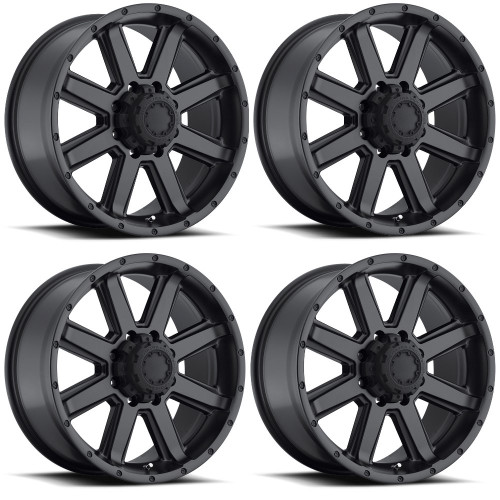 Set 4 20" Ultra 195SB Crusher Satin Black 20x9 Wheels 8x170 18mm Truck Rims