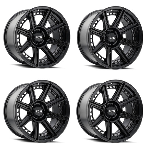 Set 4 20" Ion 149 20x9 Matte Black 6x5.5 Wheels -12mm Rims