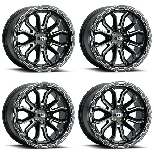 Set 4 17" Vision Off-Road 405 Korupt Black Milled Wheels 17x9 8x6.5 Rims 12mm