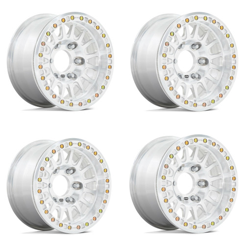 Set 4 KMC KM445 Impact Forged Beadlock 17x9 6x6.5 Raw Machined Wheels 17" 25mm
