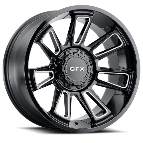 Set 4 20" Voxx G-FX TR21 Gloss Black Milled Wheels 20x10 8x6.5 -19mm Rims