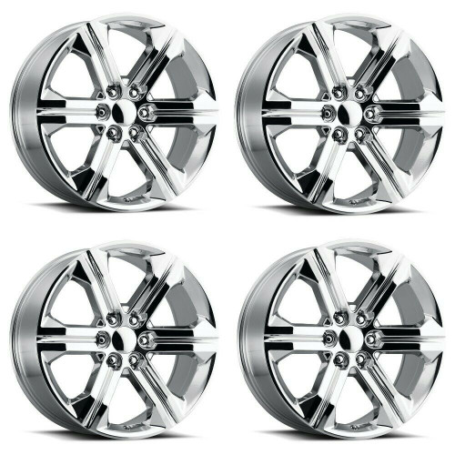 Set 4 22" Voxx Replica Denali 3 Chrome Wheels 22x9 6x5.5 24mm Rims For Chevy